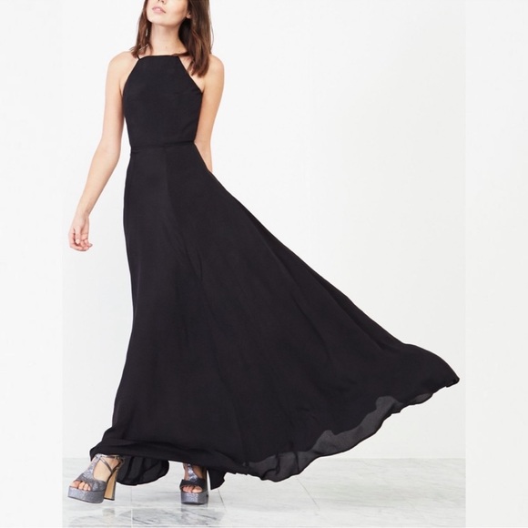 Reformation Noelle Dress Backless Halter Flowing Maxi Dress In Navy Blue Size XS - Picture 3 of 14